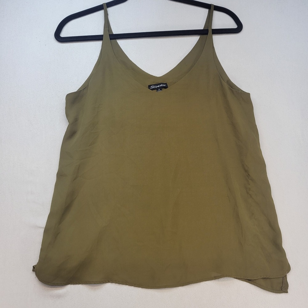 Shinestar Camisole Women Small Olive Green Casual V-Neck Spaghetti Strap